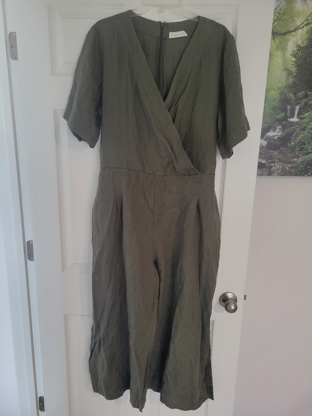 Everlane Olive Green Wrap-Waist Wide-Leg Jumpsuit - Picture 3 of 6